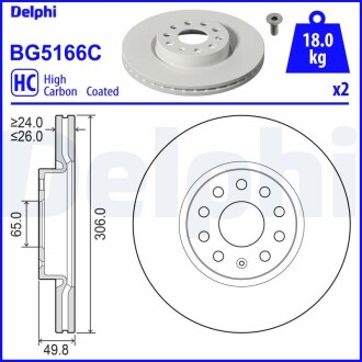 Гальмівний диск Delphi BG5166C