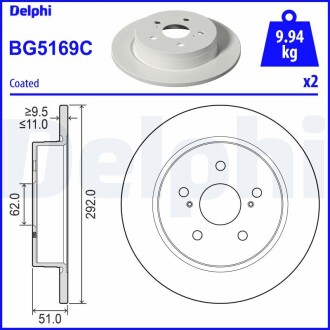 Гальмівний диск Delphi BG5169C