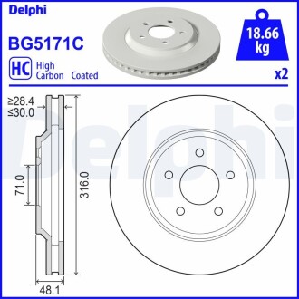 Тормозной диск Delphi BG5171C