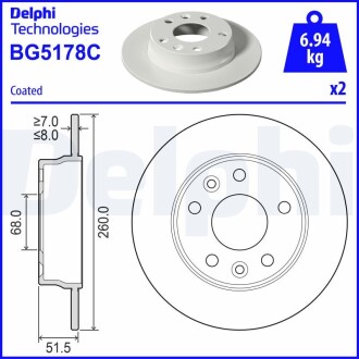 Гальмівний диск Delphi BG5178C