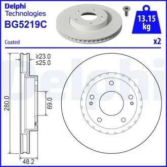 Гальмівний диск Delphi BG5219C
