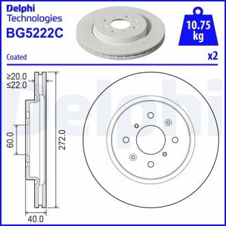 Гальмівний диск Delphi BG5222C