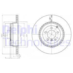 LAND ROVER Гальмівний диск задн. RANGE ROVER III (L322) 4.4 D, 5.0 09- Delphi BG9080C