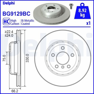 Гальмівний диск двосекційний Delphi BG9129BC