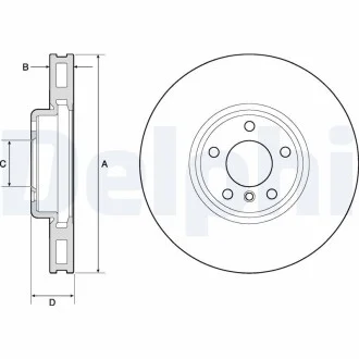 DELPHI BMW диск гальмівний перед.лів.F10,6,7F 01 10- Delphi BG9155C
