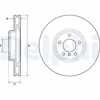 DELPHI BMW диск гальмівний перед.прав.F10,6,7 F01 10- Delphi BG9156C