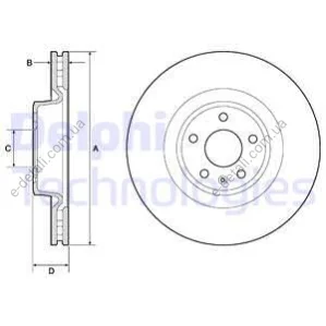 DELPHI AUDI диск гальмівний передній 345 мм A6 Allroad 14- Delphi BG9173C (фото 1)