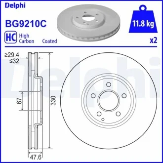 Гальмівний диск Delphi BG9210C