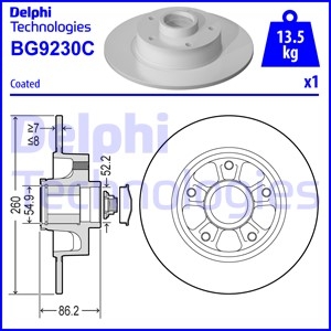 Гальмівний диск з підшипником Delphi BG9230RSC