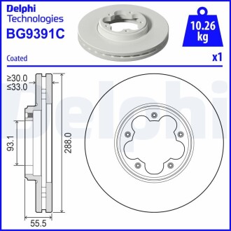 Гальмівний диск Delphi BG9391C