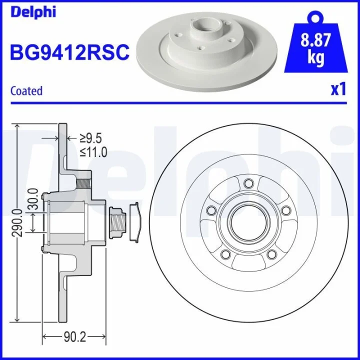 Тормозной диск с подшипником Delphi BG9412RSC (фото 1)
