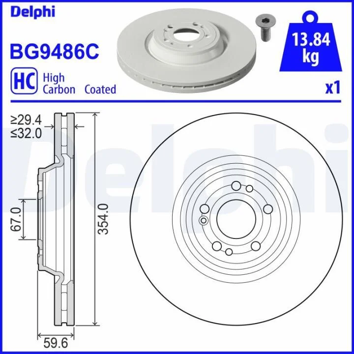 DELPHI DB гальмівний диск передн. GLE (V167, C167) Delphi BG9486C (фото 1)