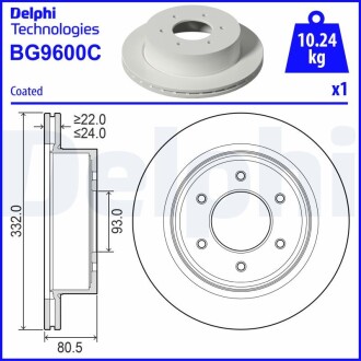 Гальмівний диск Delphi BG9600C