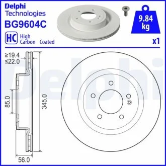 DELPHI DELPHI DB Гальмівний диск задній W463 19- Delphi BG9604C