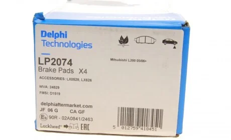 Колодки тормозные (передние) Mitsubishi L200 05-/Pajero Sport II 08-/Fiat Fullback 16- Delphi LP2074
