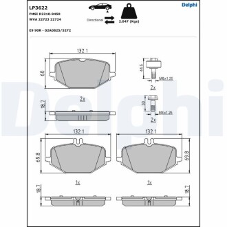 Тормозные колодки, дисковые Delphi LP3622