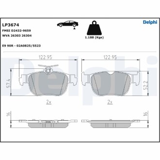 Тормозные колодки, дисковые Delphi LP3674