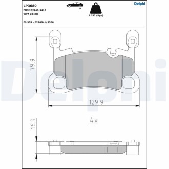 Тормозные колодки, дисковые Delphi LP3680