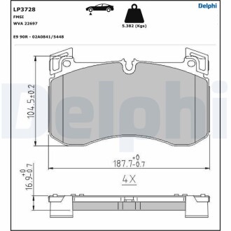 Тормозные колодки, дисковые Delphi LP3728