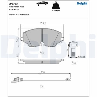 Тормозные колодки, дисковые Delphi LP3733