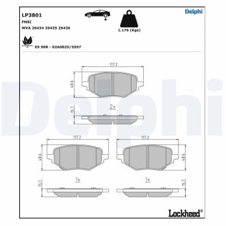 Тормозные колодки, дисковые Delphi LP3801