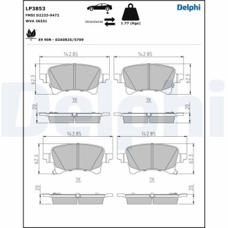 Тормозные колодки, дисковые Delphi LP3853