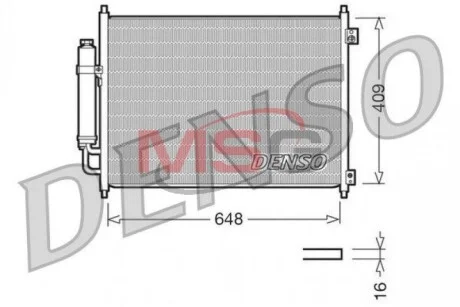 Радіатор кондиціонера 2.0MPI 16V, 2.5MPI 16V, 2.0DCI 16V, 1.6DCI 16V NISSAN X-Trail T32 14-21, X-Trail T31 07-14 DENSO DCN46001