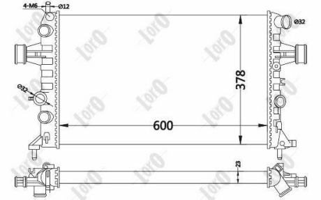 Радиатор воды Astra G/Zafira A 98-05 1.4-2.2 DEPO 037-017-0019 (фото 1)