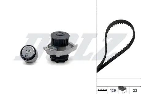 FIAТ К-кт ГРМ (помпа+ремінь + ролик) Doblo 1.2, 1.4 DOLZ KD060
