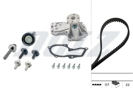 FORD К-т ГРМ (ремень+ ролик +помпа) B-MAX, C-MAX II, FIESTA V, MAZDA, VOLVO DOLZ KD070