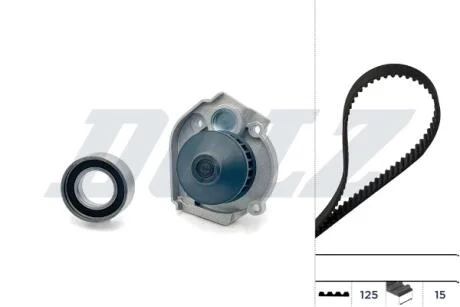 FIAТ К-т ГРМ (помпа + ремень 125 зубцов + ролик) Doblo 1.2 DOLZ KD091