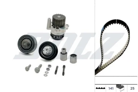 VW К-т ГРМ (помпа + ремень + 4 ролика) POLO 1.9 SDI 01-09, SKODA FABIA I Combi 1.9 SDI 00-07, SEAT IBIZA III 1.9 SDI 02-05 DOLZ KD104