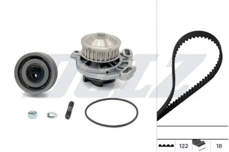 AUDI К-т ГРМ (помпа + ремінь + ролик) 80 1.9-2.2 80- DOLZ KD122