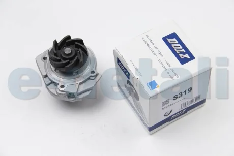 Помпа системи охолодження 1.4T-Jet 16V, 1.4Bifuel 16V, 1.4MPI 16V, 1.4MPI Turbo 16V, 1.4MultiAIR Turbo 16V, 1.2MPI 16V, 1.4MPI 12V Fiat Doblo 09-23, Fiat Doblo 00-09, Fiat Fiorino 07-, Fiat Grande Punto 05-10, Fiat Punto 12-18, Fiat Punto Evo 09-12, DOLZ S319