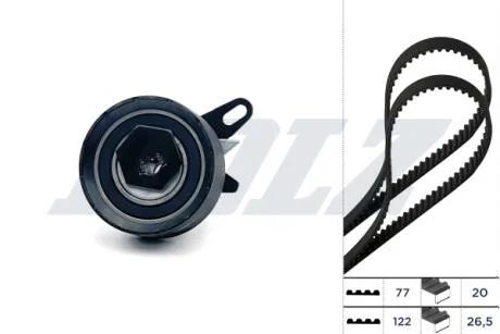 К-кт. ГРМ (2шт.рем.+ролик+кріплення) VW T4 2.4d DOLZ SKD087