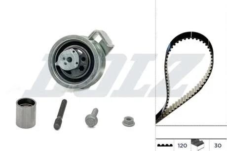 К-кт. ГРМ (рем.+2шт.ролика+крепление) 1,9TDI: AUDI A3/4/6 VW 1,4 T5 SEAT SKODA FORD Galaxy DOLZ SKD105