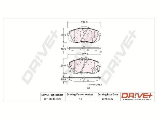 - Гальмівні колодки до дисків Drive+ DP1010.10.0026 (фото 1)