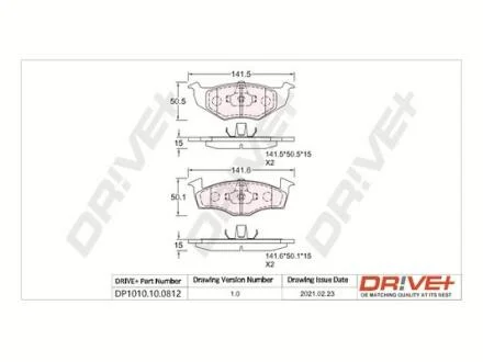 - Гальмівні колодки до дисків Drive+ DP1010.10.0812