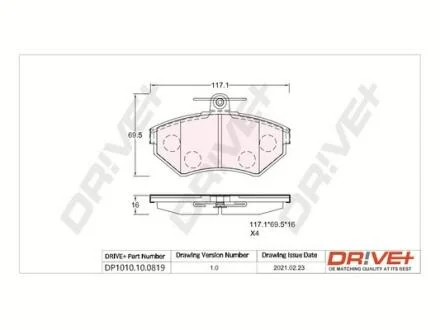 - Гальмівні колодки до дисків Drive+ DP1010.10.0819