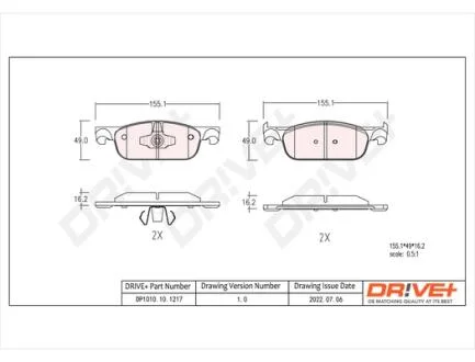 - Гальмівні колодки до дисків Drive+ DP1010.10.1217