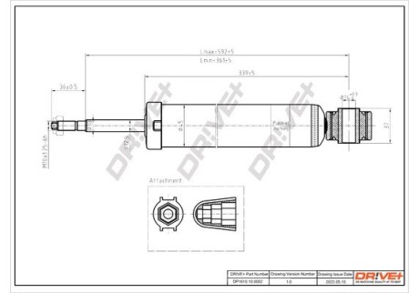 Drive+ Амортизатор (задній) Skoda Octavia/VW Passat 04- (Газ) Drive+ DP1610.10.0002