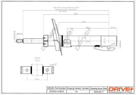 Амортизатор (передній) Renault Megane II 02- (Газ) Drive+ DP1610.10.0013
