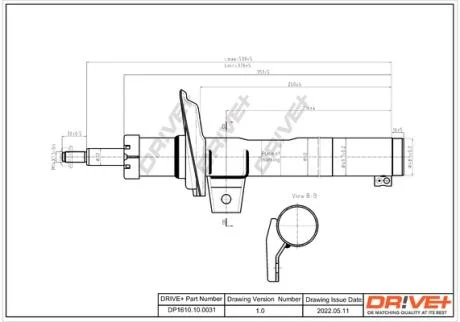 Амортизатор (передній) VW Caddy 03- (D 50) (Газ) Drive+ DP1610.10.0031