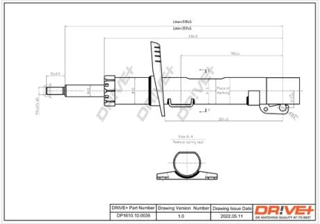 Амортизатор (передній) VW Polo/Skoda Fabia 99-/Roomster 06- (Газ) Drive+ DP1610.10.0035