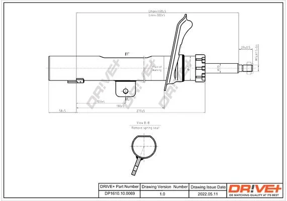 Амортизатор (передній) Citroen Berlingo/Peugeot Partner 02- (R) (Газ) Drive+ DP1610.10.0069 (фото 1)