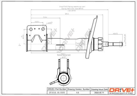 Drive+ Амортизатор (передній) PEUGEOT 308 (4A_, 4C_) 07-13 FR *EX.HD Drive+ DP1610.10.0104