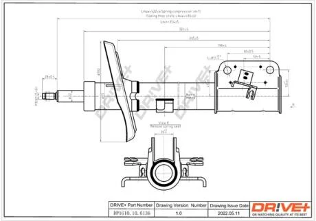 Амортизатор (передній) Renault Laguna III 07- (Газ) Drive+ DP1610.10.0136