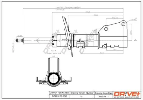 Амортизатор (передній) Renault Kangoo 08- (коротка база) (цапфа 28mm) Drive+ DP1610.10.0142