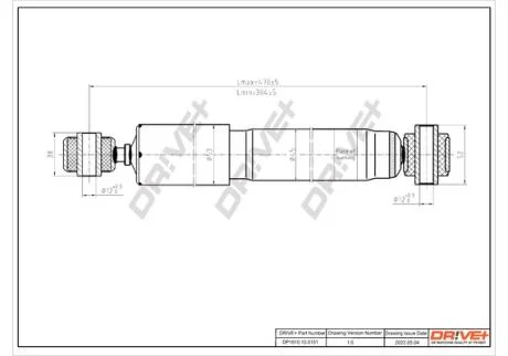 Амортизатор (задній) Citroen Nemo/ Peugeot Bipper/ Fiat Fiorino 08- (Газ) Drive+ DP1610.10.0151