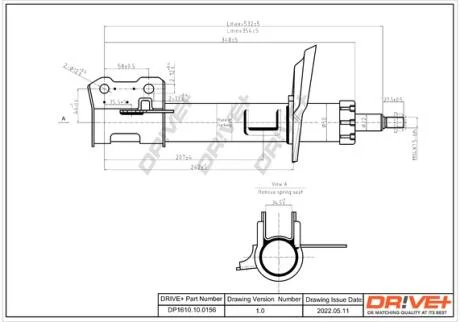 Амортизатор (передній) Opel Astra H 03- (R) (Газ) Drive+ DP1610.10.0156
